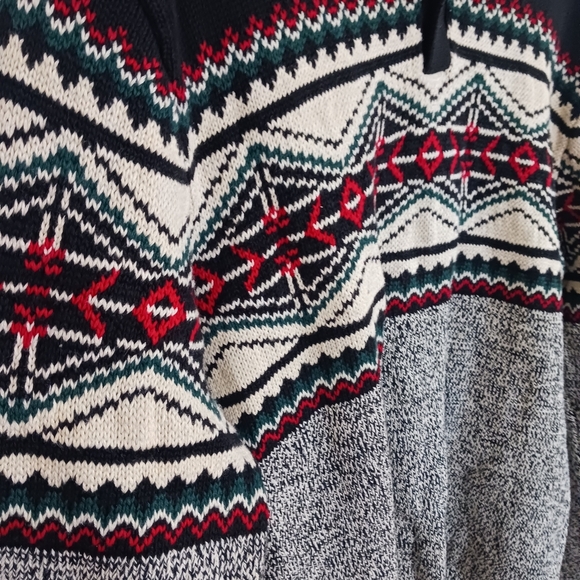 Chaps Black and White  Men's Nordic fair Isle Sweater size large winter cozy - Picture 5 of 8